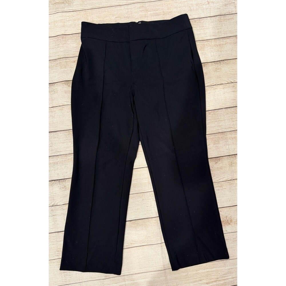 T By Talbots Black smooth high-rise structured front vertical seam Ankle Pants M